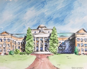 Davidson College Watercolor Print