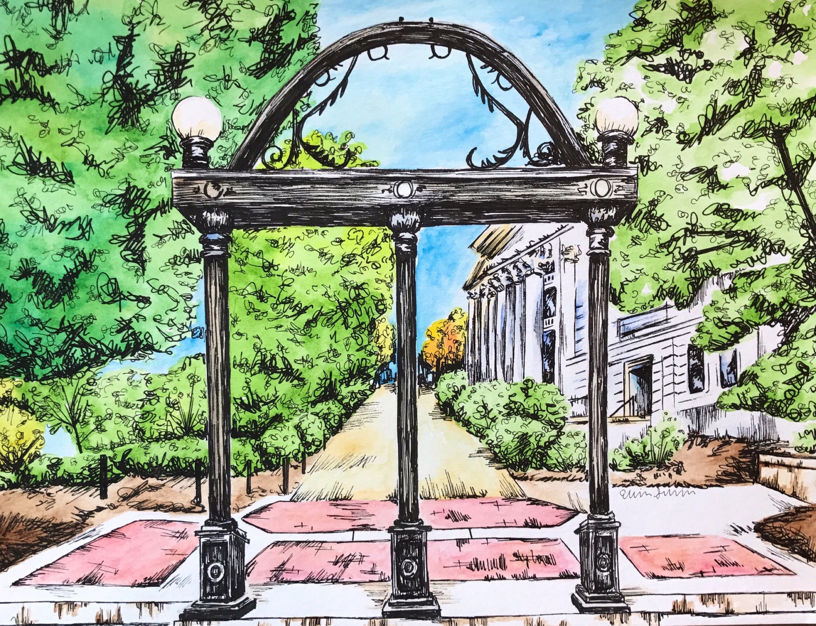 University of UGA Arch Print Etsy