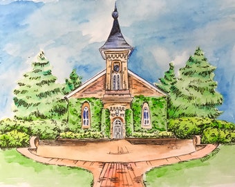 Washington and Lee - University Chapel Watercolor Print