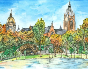 University of Notre Dame Watercolor Print