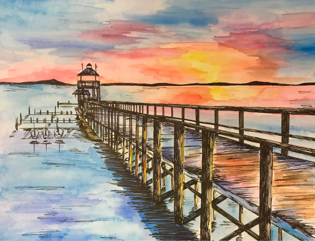 Camp Seafarer Pier Print Etsy