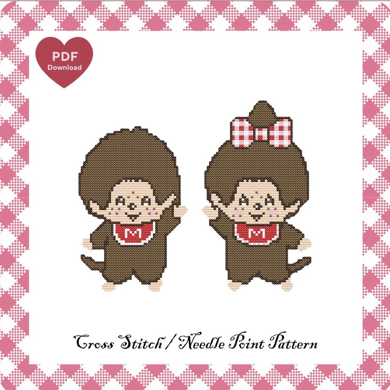 モンチッチモンキー：くたくんともんこちゃん - クロスステッチ