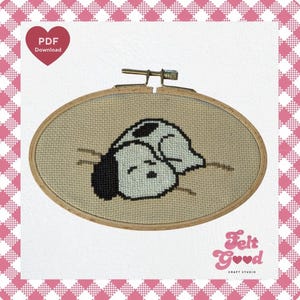 Patrón de punto de cruz: Snoopy, cachorro durmiendo - Descarga digital en PDF - Compatible con PatternKeeper