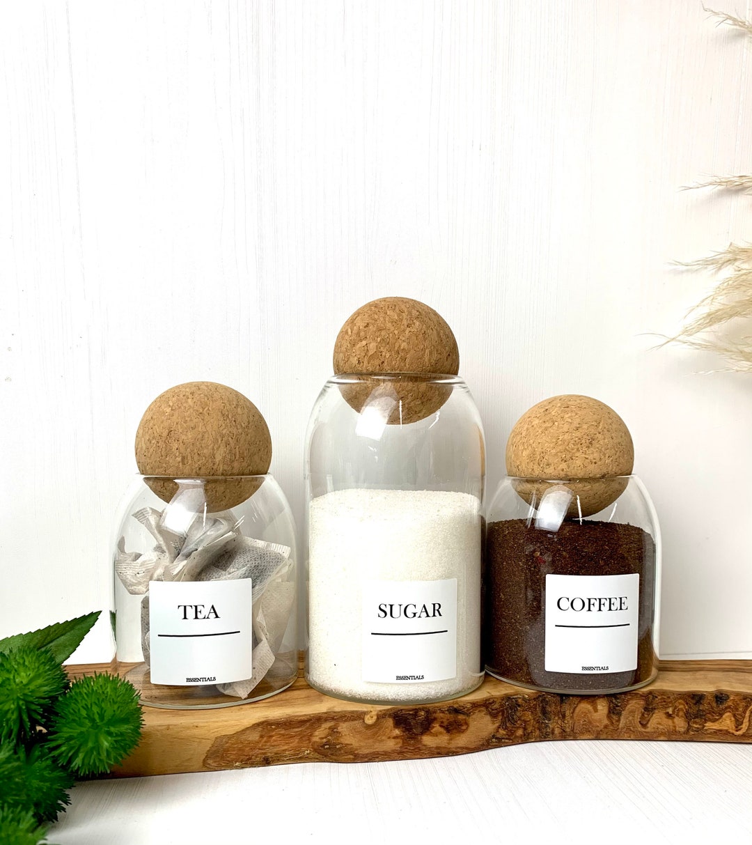 Personalised Cork Ball Glass Storage, Reusable Eco Glass Jars With Cork