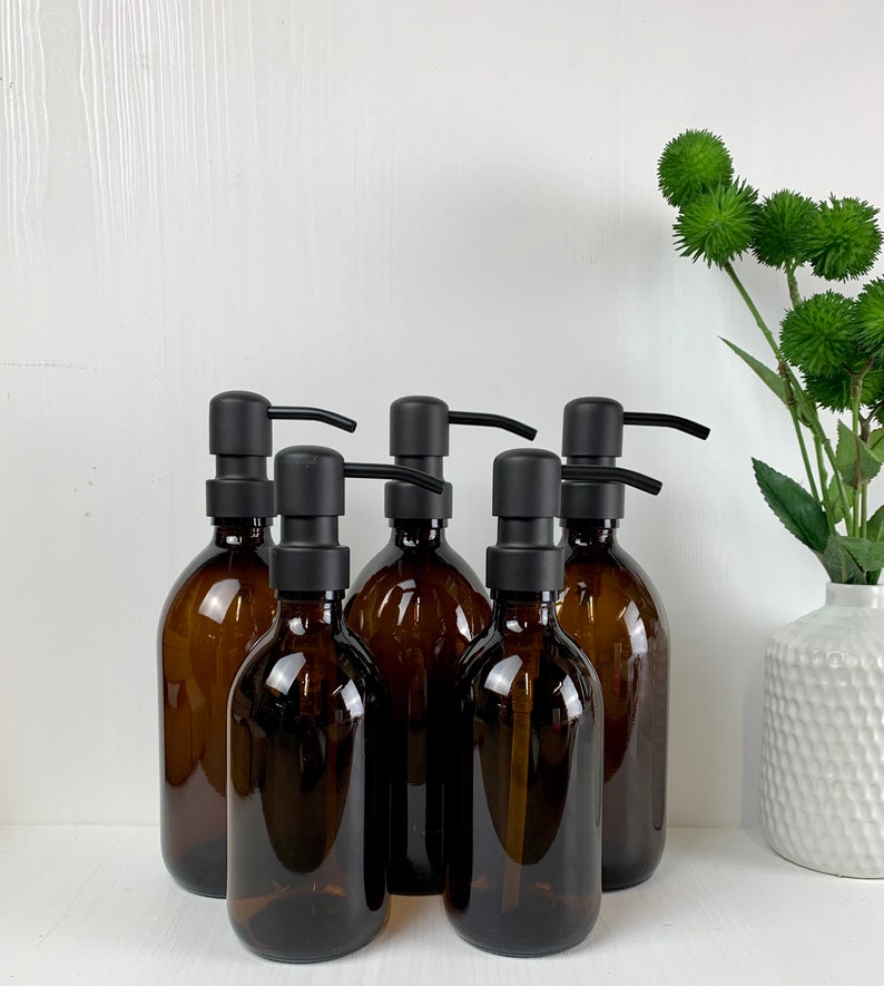 Amber Glass Bottles Reusable Bathroom Bottles Shampoo Etsy UK
