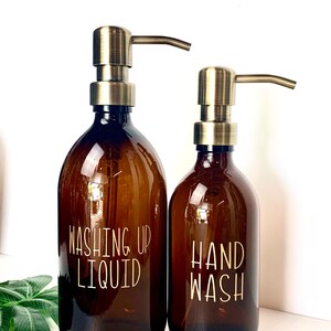 Amber glass soap dispenser bottle,  Glass Lotion Pump Bottle,  bathroom decor,  Shampoo,  Conditioner,  Body Wash, Personalised Pump Bottle