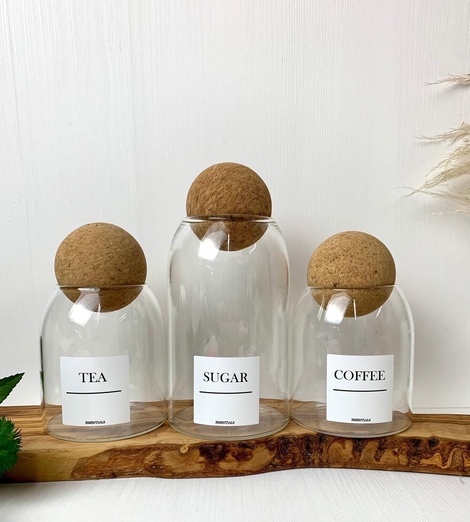 Personalised Cork Ball Glass Storage, Reusable Eco Glass Jars With Cork