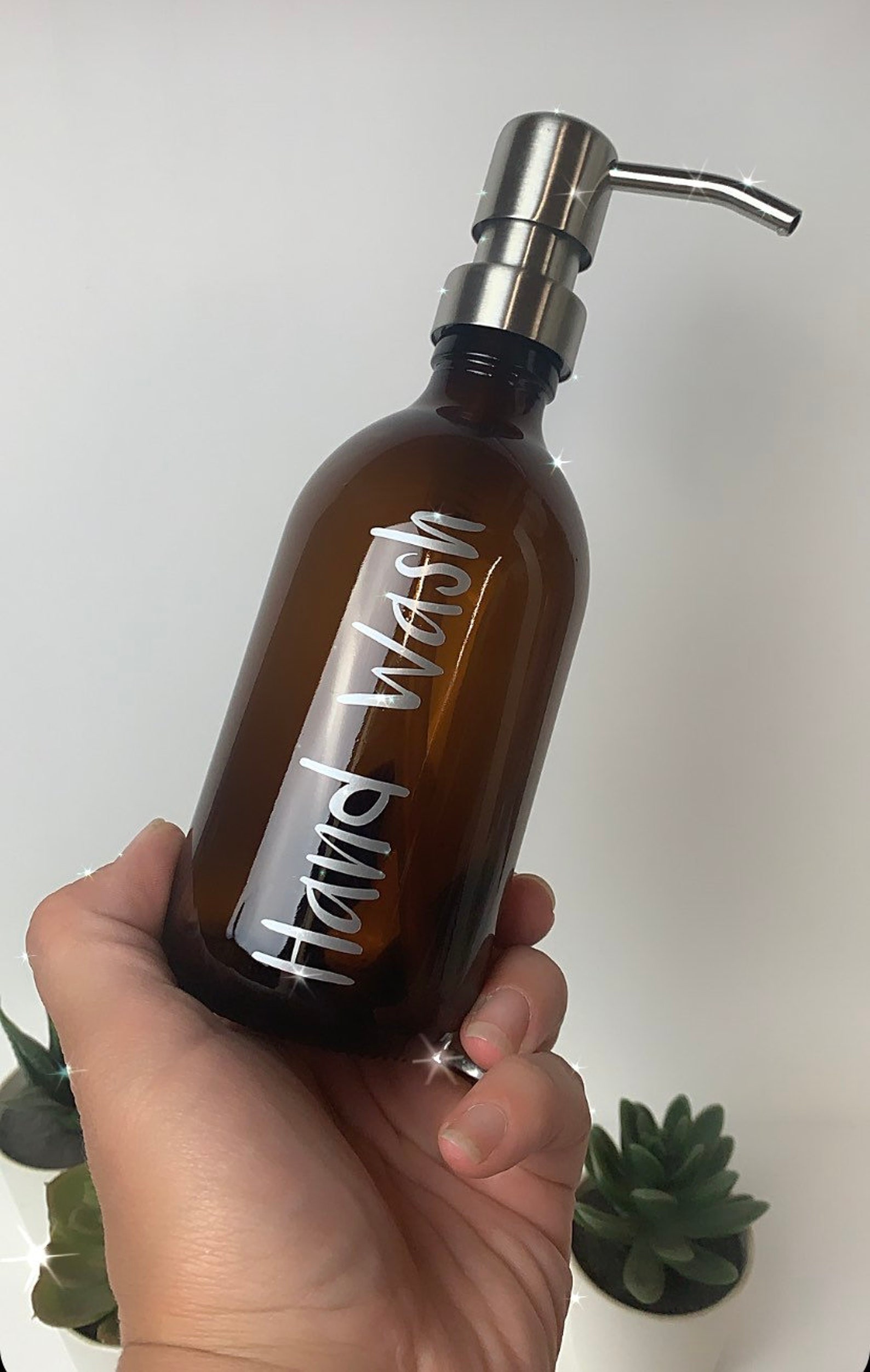 Amber Glass Shampoo Conditioner Dispenser Bottle With Metal Etsy