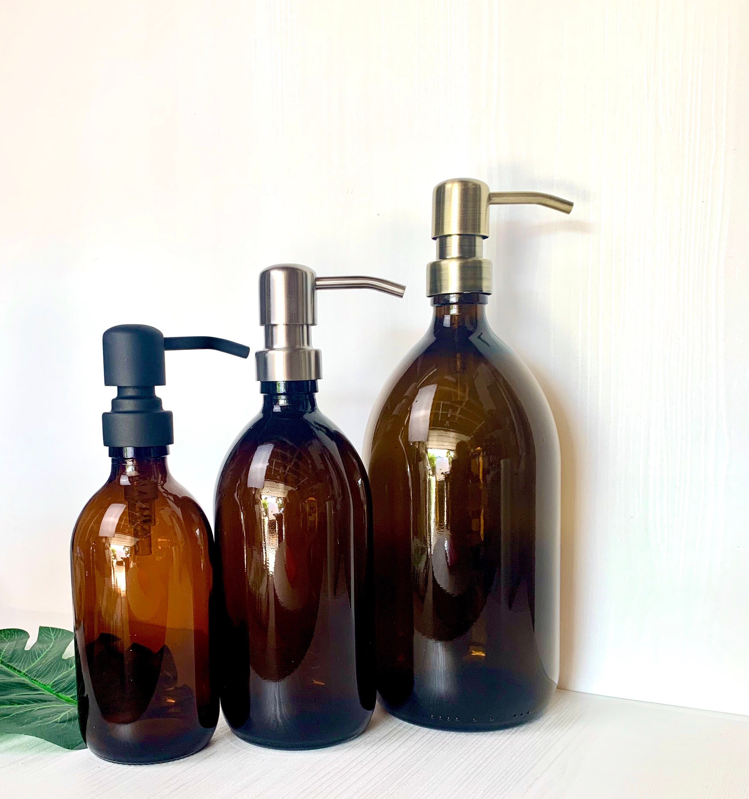 Amber Glass Bottles Reusable Bathroom Bottles Shampoo Etsy UK