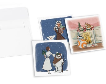 3 Pack - Retro Holiday Card - (Blank Inside)