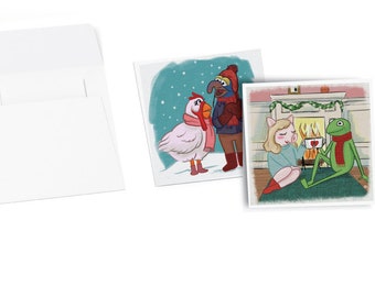 Retro Puppet Holiday Card - (Blank Inside)