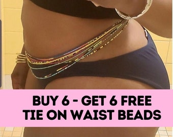 ON SALE - Tie On African Waist Beads, Belly Beads, Tie On Waist Beads, Africa Beads