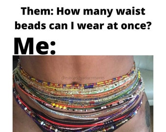 Buy 6 Get 6 Free Tie On African Waist Beads, Belly Beads, Tie On Waist Beads, Africa Beads