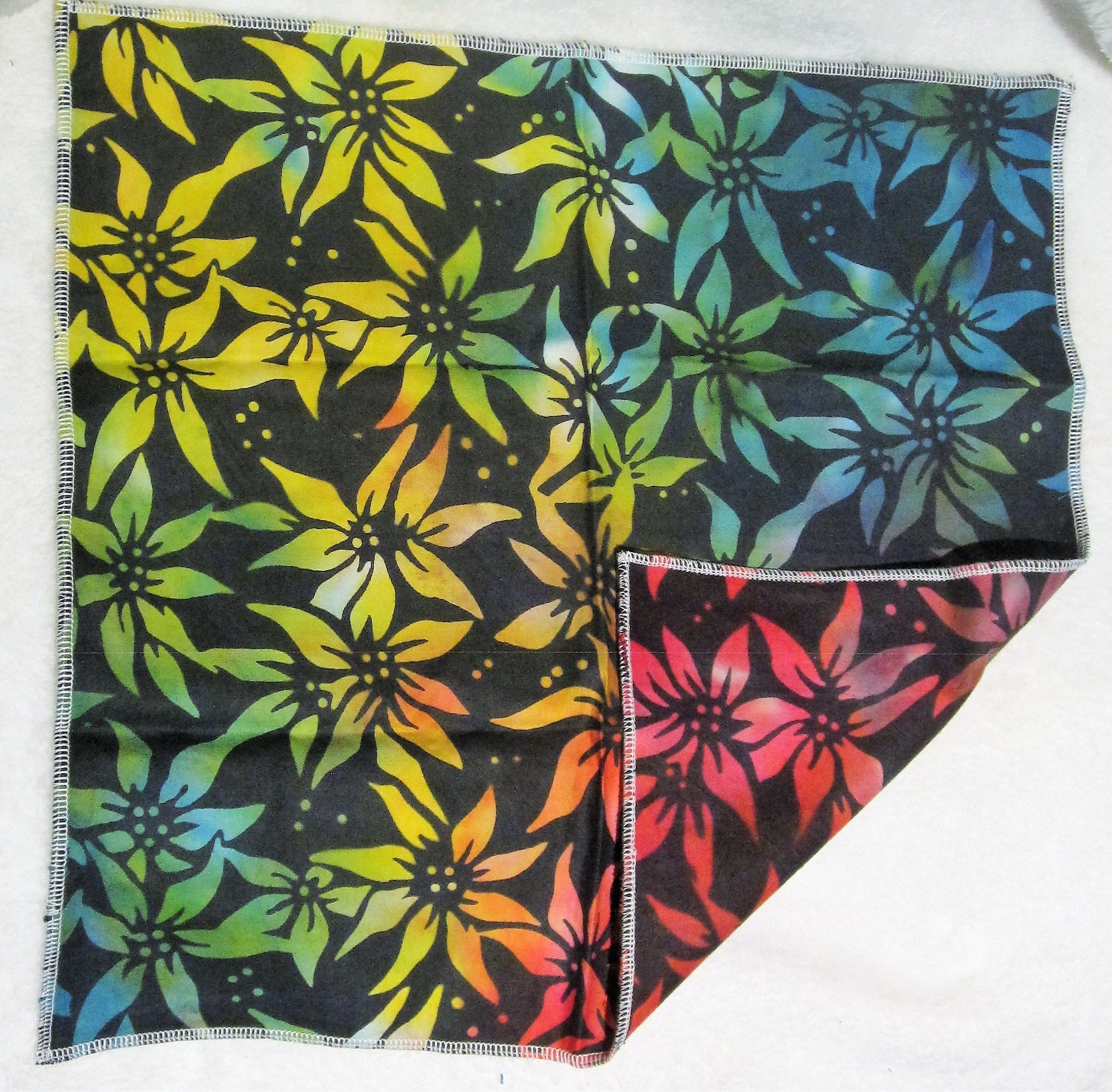 En Stock Lot de 4 Serviettes Table Zéro-Déchet en Coton Batik Réversible Rio