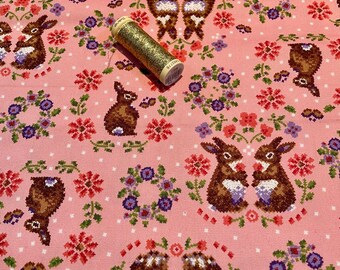 SUPER RARE! Fabric In the Forest not found printed cross stitch effect