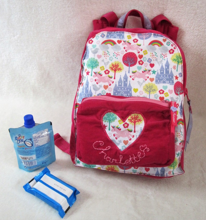 Sac à dos LICORNES pour l'école ou la crèche, entièrement personnalisable image 1