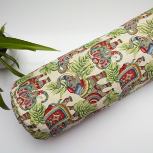 Elephant Yoga Bolster filled with Organic Buckwheat Hulls | Fashionable Exercise & Meditation Cushion from a Woven Fabric | Yoga Gift Idea