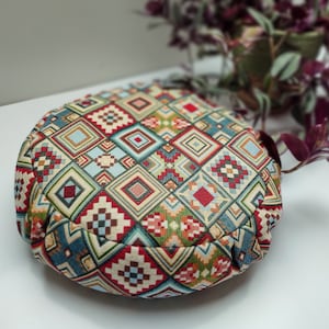 Handmade Organic Buckwheat Meditation Cushion | Boho Zafu Yoga Pillow | Eco-Friendly Meditation Seat