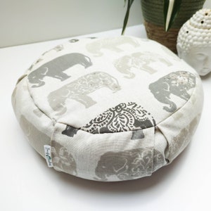 Elephant Meditation Cushion filled with Organic Buckwheat Hulls | Yoga Cushion | Meditation Room Cushion | Zafu Cushion | Yoga Floor Cushion