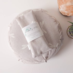 Meditation Cushion & Eye Pillow Set | Dragonfly Yoga and Meditation Set | Organic Buckwheat and Lavender | Aromatherapy Pillow