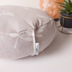 Dragonfly Zafu filled with Organic Buckwheat Meditation Cushion in Woven 100% Cotton Fabric Yoga Floor Seated Cushion image 2