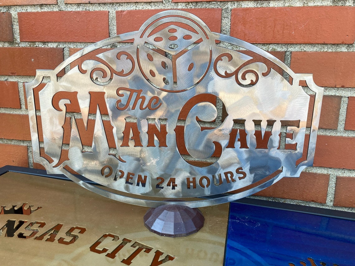 Man Cave Metal Wall Art Sign Etsy