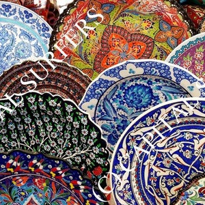 Turkish Patterned Plates - Sunshine Coast Market, Queensland Stock Image