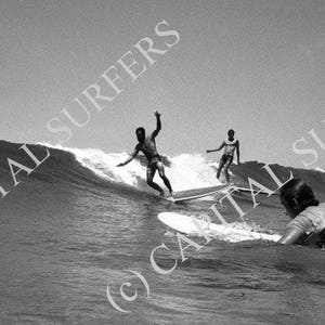 Vintage Surf Image Broulee Long Board Riders (Toni, Charles and Tom) - wall art home decor surf Australia - Malibu surf boards