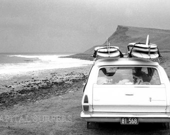 Surf Photo Digital Download.  - Lennox Head Australia - December 1966 - Vintage surfing wall art decor. Malibu surf boards