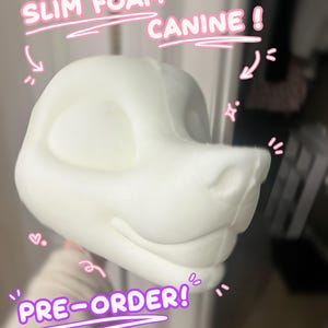 Toony Slim Canine Fursuit Foam Head Base Fursuit Mask, Furry Animal Toony Canine Dog Head, Fursuit Head Mask Base + Eyeblanks ! PRE ORDER !