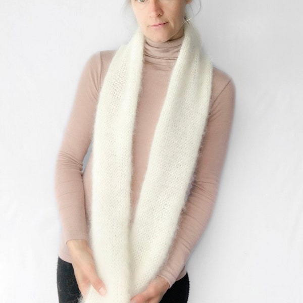 100% Brushed Kid Mohair Long Scarf | Traditional Scarf | Angora Kid Mohair Wool | Handmade