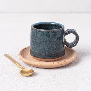 Offshore Blue Espresso Mug - Kids Mug - Stoneware Espresso Mug -Ceramic Espresso Mug-small handmade pottery mug -Salt of the Earth Pottery