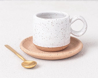Speckled White Espresso Mug - Kids Mug - Espresso Mug - Ceramic Espresso Mug- small handmade pottery mug - Salt of the Earth NC Pottery