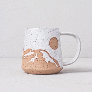 Mountain mug - mountain pottery - moon mug - handmade mug - Salt of the Earth Pottery