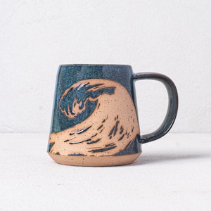 Ocean Wave Mug - Surf Mug - Blue Wave Mug - Coastal living mug - husband gift - boyfriend gift - Salt of the Earth NC Pottery