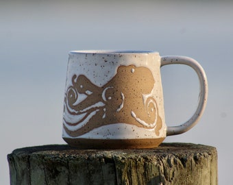 Octopus mug - Cracken mug - coastal mug - Coastal living decor - handmade pottery mug - Salt of the Earth Pottery