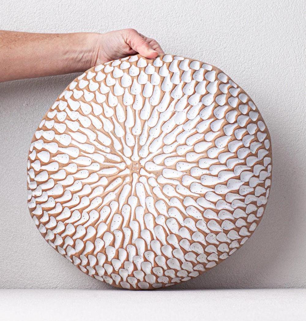 Speckled White Decorative Coral Bowl - Coral Textured Bowl-Coral Decor-Large Serving Bowl-Textured Pottery Bowl-Salt of the Earth NC Pottery