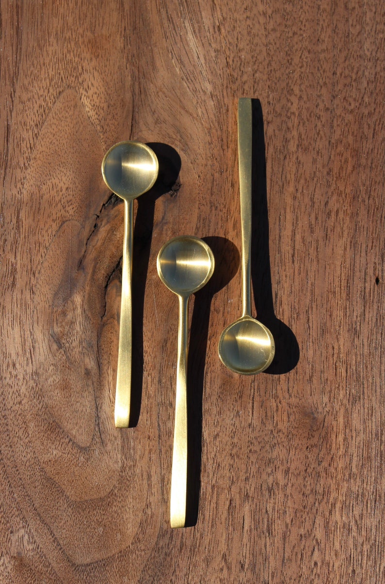 Gold Spoon brass spoon small gold spoon tapas spoon gold tea cup spoon gold app spoon Salt of the Earth Pottery image 1