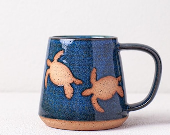 Sea Turtle Hatchling Mug - Ocean life mug - sea turtle gift - handmade pottery mug- coastal home -Salt of the Earth pottery