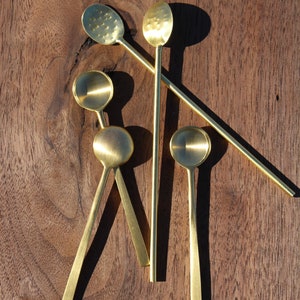 Gold Spoon brass spoon small gold spoon tapas spoon gold tea cup spoon gold app spoon Salt of the Earth Pottery image 7