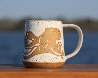 Octopus mug - Kraken mug - coastal mug - Coastal living decor - handmade pottery mug - Salt of the Earth Pottery