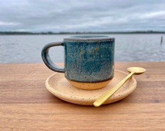 Offshore Blue Espresso Mug - Kids Mug - Stoneware Espresso Mug -Ceramic Espresso Mug-small handmade pottery mug -Salt of the Earth Pottery