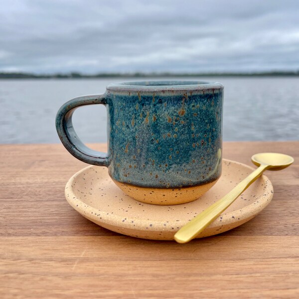 Offshore Blue Espresso Mug - Kids Mug - Stoneware Espresso Mug -Ceramic Espresso Mug-small handmade pottery mug -Salt of the Earth Pottery