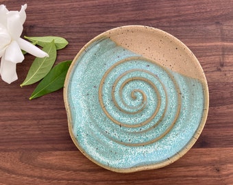 Sea foam spoon rest - teal spoon rest-soap dish -ceramic spoon rest- Wheel-thrown spoon rest-housewarming-hostess gift -Salt of the Earth NC