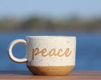 Peace mug - speckled clay mug - coastal pottery mug - best friend mug - modern mug - Salt of the Earth