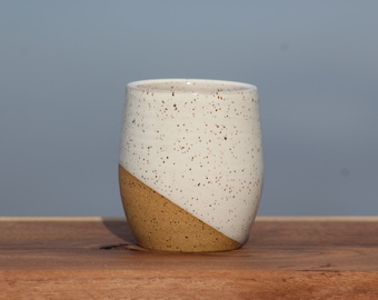 White pottery tumbler - stemless wine tumbler -reusable cup -handleless mug -handmade pottery -Salt of the Earth Pottery
