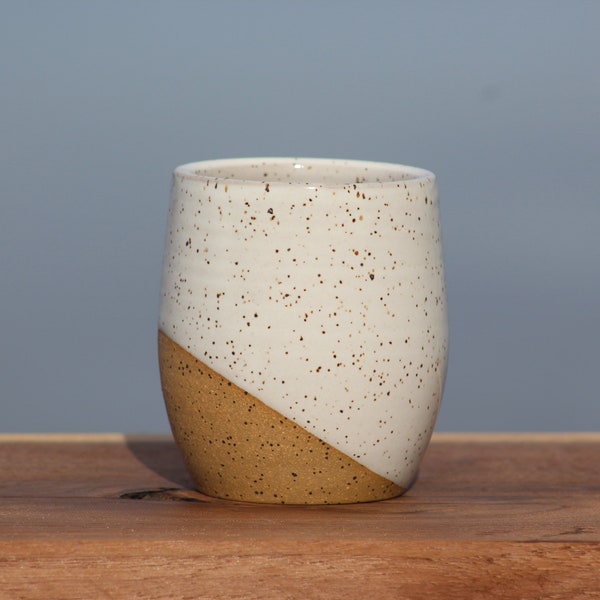 White pottery tumbler - stemless wine tumbler -reusable cup -handleless mug -handmade pottery -Salt of the Earth Pottery