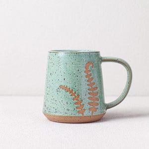 Turquoise Fiddlehead Fern Mug - Fern pottery mug - Salt of the Earth Pottery