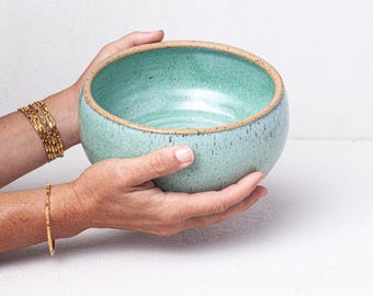 Turquoise Every Day Pottery Serving Bowl - handmade pottery bowl - side dish pottery bowl - Salt of the Earth NC Pottery