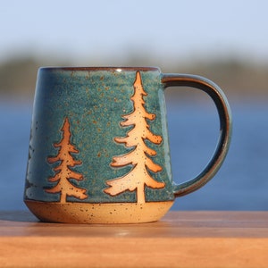 Spruce tree mug - Evergreen tree mug - Pine tree mug - Christmas mug - Christmas tree mug- Salt of the Earth NC Pottery